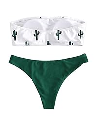 ZAFUL Bikini de dos piezas con estampado de cactus sin tirantes para dama