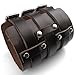 KONOV Wide Genuine Leather Mens Bangle Cuff Bracelet, Punk Rock, Fits 7.5