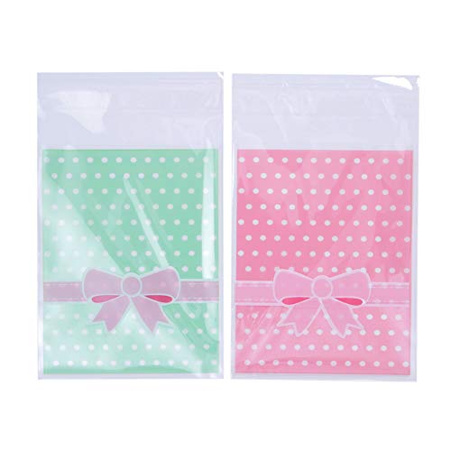 NUOMI 200Pcs Self Adhesive Cellophane Bags, Resealable Cookie Treat Bags for Gift Giving, 3.9"x3.1" Poly Bags Good for Bakery Candle Soap Candy, Pink&Green Polka Dots with Bow Decoration - Thumbnail 7