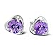 Sealike Super Cute Amethyst Purple Crystal Diamond Design Heart Shape Stud Earrings Jewelry Women Lady Girls with a Stylus