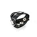 Leather C/B Rings, Hezong 4 Snap Adjustable Cockrings Strap and Ball Stretcher V Style SM Sex Toy for Men (Black)