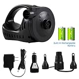 Etekcity Electric Air Pump Rechargeable Portable Air Mattress Pump Quick-Fill Inflator Deflator for Inflatables Raft Bed Boat Pool Floats Toy with 3 Nozzles, 100-240V AC &12V DC Adapter
