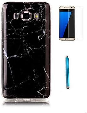 for Samsung Galaxy Case Cover with Screen Protector and Stylus Granite Marble Pattern Soft TPU Case (Compatible Models : Galaxy Grand Prime)
