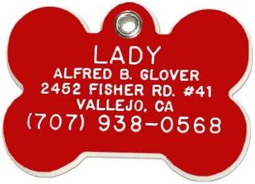 Bone Shaped Dog Cat Pet ID Tag Custom Engraved Acrylic Plastic 6 Colors & 3 Sizes to Choose from (Message Seller with Engraving Information)