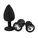 3 Pcs 3 Size Silicone Jeweled Anal Butt Plugs Anal Trainer Toys Hmxpls Sex Love Games Personal Massager for Women Men Couples Lover (Black+White)