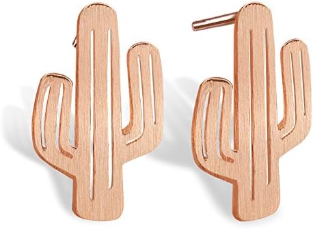 LUCINE Fashion Cute Hollowed-out Brushed Cactus Stud Earrings for Teen Girls Womens Birthday Gifts Rose Gold