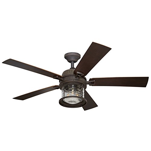 Allen Roth Stonecroft 52 In Rust Led Indoor Outdoor Ceiling Fan