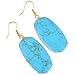 rockcloud Blue Howlit Turquoise Stone Dangle Hook Earrings Oval Gold Plated