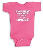 Lil Shirts I'm Cute/See My Uncle Baby Bodysuit (0-3 Mos, Pink)