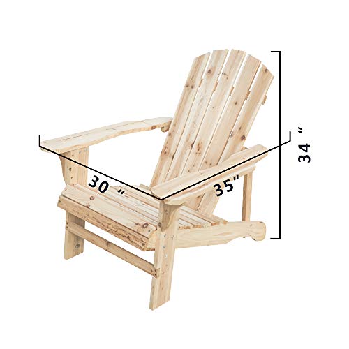 Romayard Wooden Adirondack Chair, Outdoor Fir Unpainted Wooden Chairs for Outdoor, Garden, Lawn, Deck Chair, Natural…