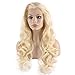 Mxangel Long Wavy Celebrity Half Hand Tied Synthetic Lace Front Light Blond Natural Wig