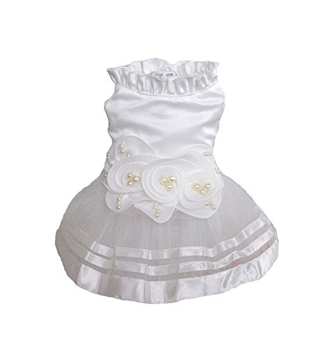 ARJOSA® Dog Dress White Princess Ball Gown Costume for Girl Puppy Dog Teddy Lace Skirt Apparel