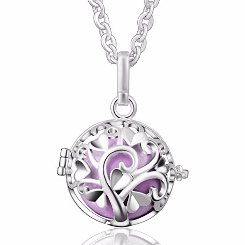 Eudora Harmony Bola Tree of Love 20mm Angel Caller Pendant Musical Chime Prayer Bell 30'' Necklace Orchid