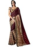 IndusDiva Women's Maroon and Beige Silk Cotton Saree
