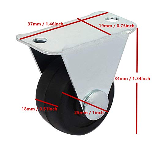 1 Gizhome+1+inch+Rubber+Non+Swivel+Casters