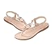 Fashion Brand Best Show Women's Summer Style Elastic T-strap Bohemia Beaded Owl Flat Sandals (8 B(M) US, Beige)