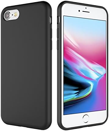 iPhone 8 Silicone Case, iPhone 7 Silicone Case, Weduda Liquid Silicone Gel Rubber Full Body Protection Mobile Phone Case with Drop Shockproof PC Cushion for Apple iPhone 8(2017)/iPhone 7(2016) - Black