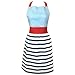 DII Women's Cotton Skirted Kitchen Apron for Cooking, Baking & Crafts, Adjustable with Generous Waist Ties, Nautical Stripe, One Size