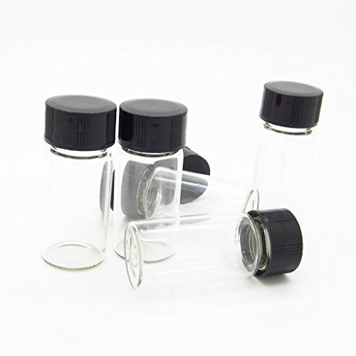 JIUWU Clear Liquid Sampling Sample Glass Bottles Vials Screwcap Capacity 10ml (0.3 Oz) Pack of 50