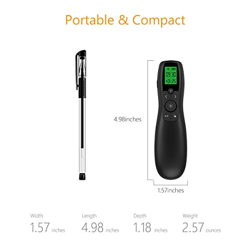 Presentation Remote Green Laser, Wireless Presenter Laser Pointer, Presentation Clicker LCD Display with Timer Rechargeable PPT PowerPoint Clicker for Office Teacher - Thumbnail 7