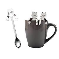 YJYdada 1 Piece Cute Cat Spoon Long Handle Spoons Flatware Drinking Tools Kitchen Gadget