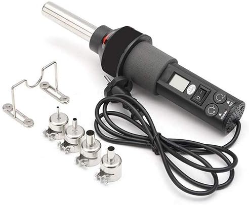 Heat Gun Portable Soldering Hot Air Heat Gun Desolder Power Nozzle Tool 450W Accuracy Air Force and Temperature Adjustable LED Display