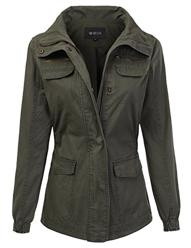 DRESSIS Women's Lightweight Military Anorak Jacket OLIVE S - Thumbnail 4