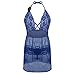 JuicyRose Women's Sexy Lingerie Lace Sleepwear Halter Babydoll V-String Miniskirt (US XL=Tag XXL, Blue)