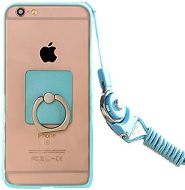 Anti-drop Protection Shell Case with Adjustable Detachable Neck Lanyard Hanging Neck Strap Lanyard and Ring Holder for Iphone (Blue for iPhone 7)