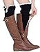 Dimore Plus Size Button Leg Warmers Boot Cuffs for Boots Knit Leg Warmers with Lace Crochet Black