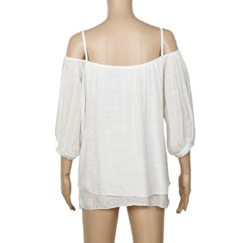 VESNIBA Women Spaghetti Strap Off Shoulder Casual Blouse Shirt Tops (S
