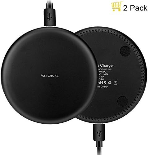 Guxen Fast Wireless Charger, Fast Charge QI Fast wireless Charging Pad Stand for Samsung Galaxy Note 8,S8, S8 Plus, S7,S7 Edge,iPhone X,iPhone 8/ 8 Plus and Qi-Enabled Devices (2-pack Black)