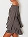 VintageRose Womens Off Shoulder Flared Drop Hem Tied Casual Dress, A-dark Grey, Small
