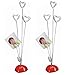 Yunko 2 Pcs Heart Based 4 Standing Heart Wire Holders Memo Clips Holder Photo Holder Stand Number Card Paper Note Desk Clip Reminder