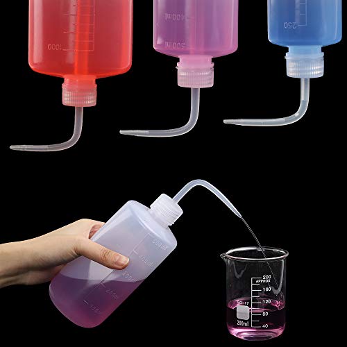 SUPERLELE 6pcs LDPE Safety Wash Bottle, 250ml 500ml 1000ml Plastic Squeeze Tattoo Bottle Medical Squirt Wash Bottle
