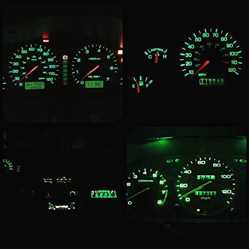 WLJH 10x Green T3 Neo Wedge Led 3030 SMD Chip 8mm Base Led Car Instrument Cluster Led Light Dashboard Gauge Bulb HVAC AC Heater Climate Control Lamps Radio Switch Indication Interior Bulb Replacement - Thumbnail 4
