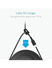 Anker PowerLine II - Cable Lightning (1ft), probablemente el cable más duradero del mundo, certificado MFi para iPhone X 8 8 Plus 7 7 Plus 6 6 Plus 5S, Negro
