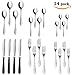 Silverware Flatware Cutlery Set, VERONES 24-Piece Stainless Steel Utensils Service for 4, Fit For Home Kitchen Hotel Restaurant Tableware Cutlery Set, Mirror Finished, Dishwasher Safe.