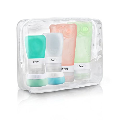 Leak Proof Travel Bottles Set 4 Refillable TSA Approved Silicone