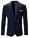FLATSEVEN Mens Slim Fit Casual Premium Blazer Jacket (BJ102) Navy, L