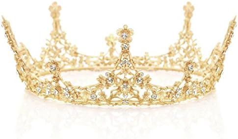 Swittyun Gold Wedding Crown Tiara Bride Hair Accessories Bridal Headband Headpiece for Women and Girls