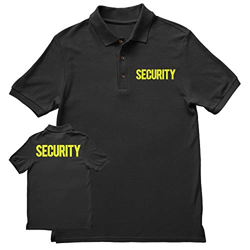 NYC FACTORY Security Polo Shirt Front Back Print Mens Tee Staff Event Uniform Bouncer Screen Printed (Black-Neon, 5XL) - Thumbnail 4