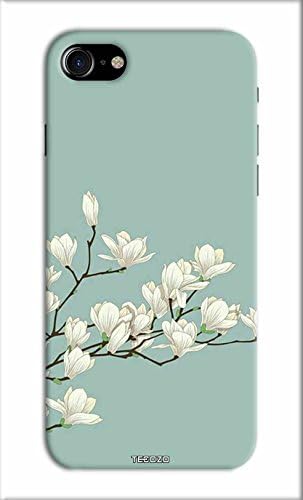 Tecozo Designer Printed Back Cover/Hard Case for iPhone 8 (White Flowers Design/Nature) - Green
