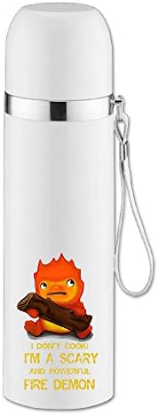 Caryonom Studio Ghibli Howl's Moving Castle Calcifer Insulated Water Bottle Travel Mug Vacuum Cup For Office Home Outdoor Adult Kids