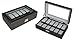 12 Piece Pewter Carbon Fiber Watch Display Case Men's or Ladies Watch Box Jewelry Glass Top