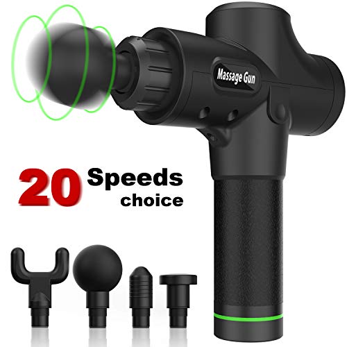 Massage Gun with Carrying Case -HENSUN Professional Handheld Deep Tissue Muscle Massager for Athletes- 20 Speed Strength Levels for Muscle Soreness Relieves(Black)