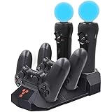 YOUSHARES Quad Charging Station for PS Move Motion and PS4 Controller of Sony Playstation 4 PS4 Slim PS4 Pro (Quad Charger)