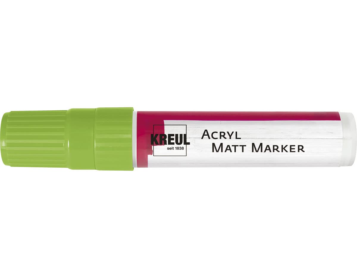 Kreul 46218 Matte Acrylic Marker XXL with Chisel Tip Approx. 15 mm Green Matte Permanent Acrylic Paint Water-Based for Puristic Elements