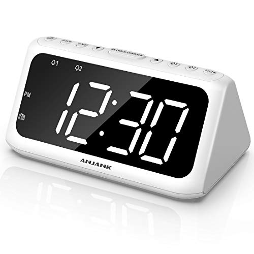 ANJANK Digital Dual Alarm Clock FM Radio, 8 Wake Up Sounds, Large LED
