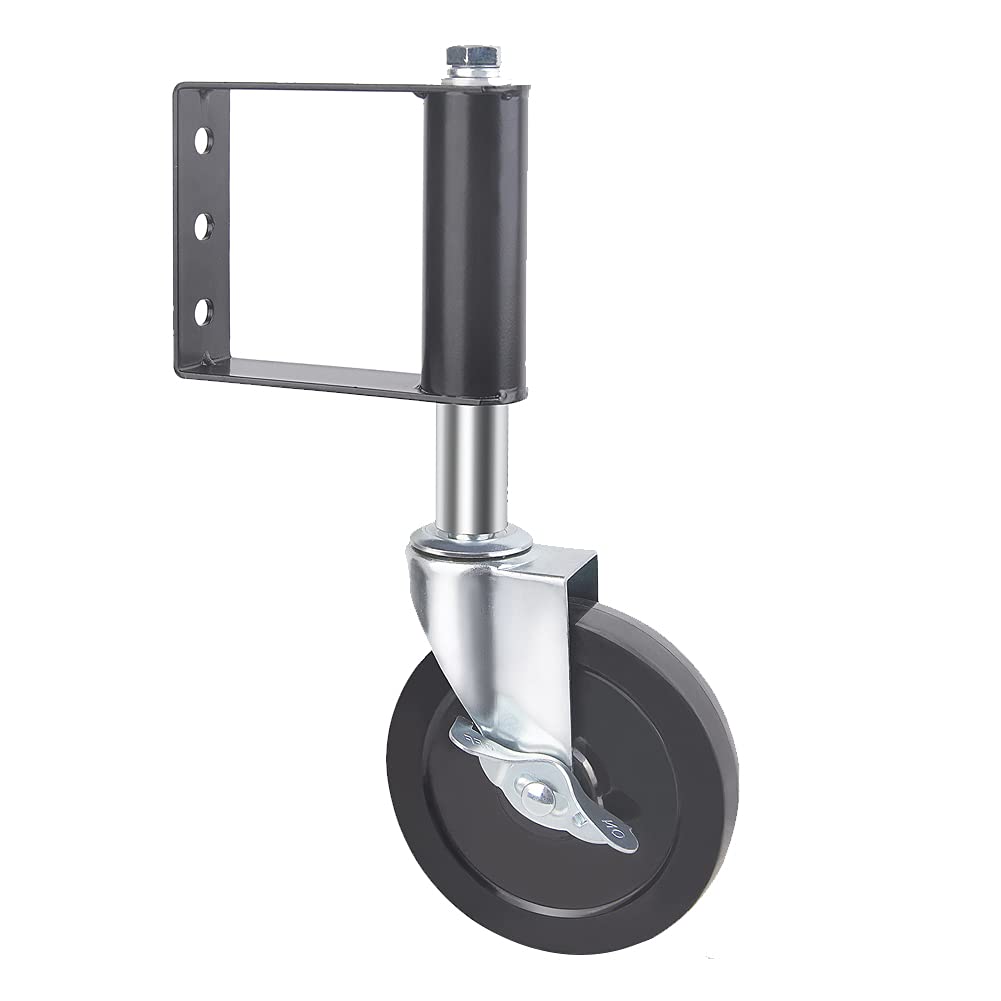 Gate Wheel, 4" Rubber Castor Wheels Spring Loaded Swivel Caster Retractable Gate Castor Heavy Duty 220lbs Load Capacity for Garden Wooden Gate, Yard Fence